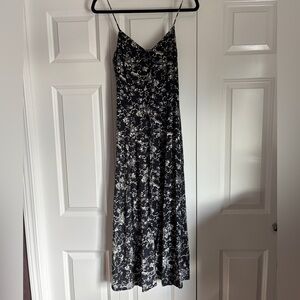 90s Vintage Rampage Black Floral Slip Maxi Dress - Elegant Women's Dress